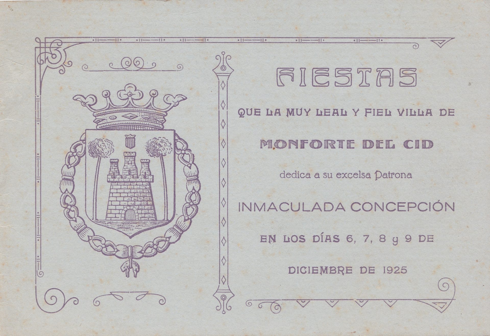 Fiestas patronales y de Moros y Cristianos en honor de la Purísima  
